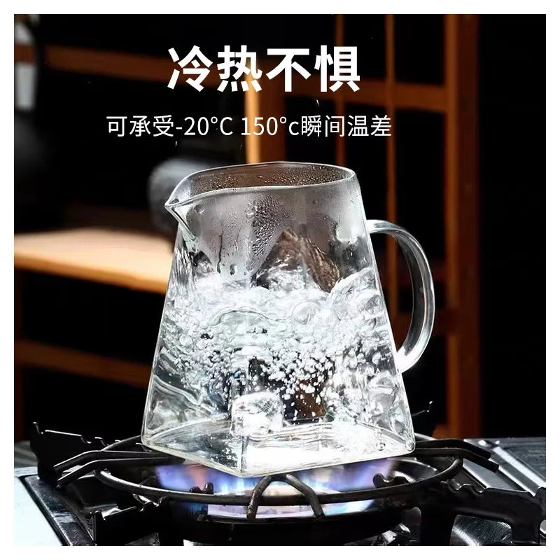 Glass Teapot Heat-Resistant Flower High Borosilicate Fair Pot Stainless Steel Bubble Teapot with Filter Heat-Resistant Glass Pot